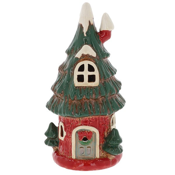 Xmas Tree House Tealight Holder - Village Pottery