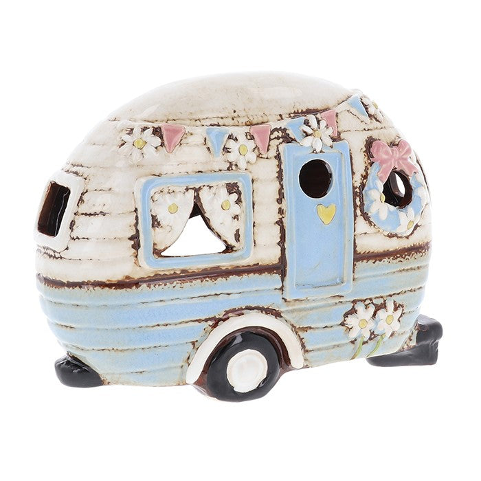Village Pottery Caravan Tealight Holder Blue