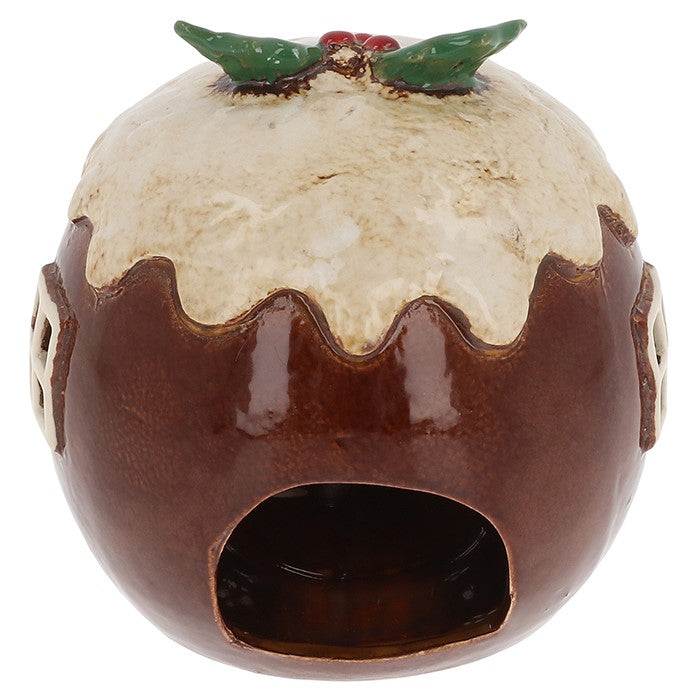 Christmas Plum Pudding Cottage Tealight Holder - Village Pottery