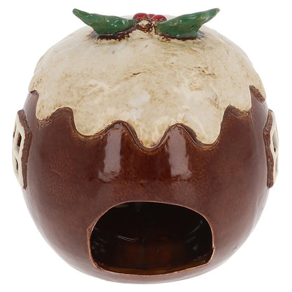 Christmas Plum Pudding Cottage Tealight Holder - Village Pottery