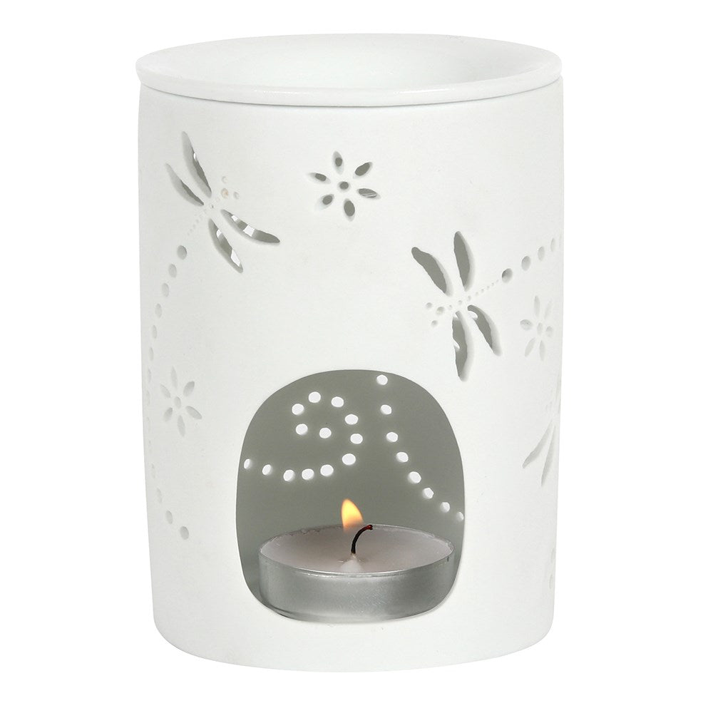 Dragonfly Cut Out White Ceramic Burner