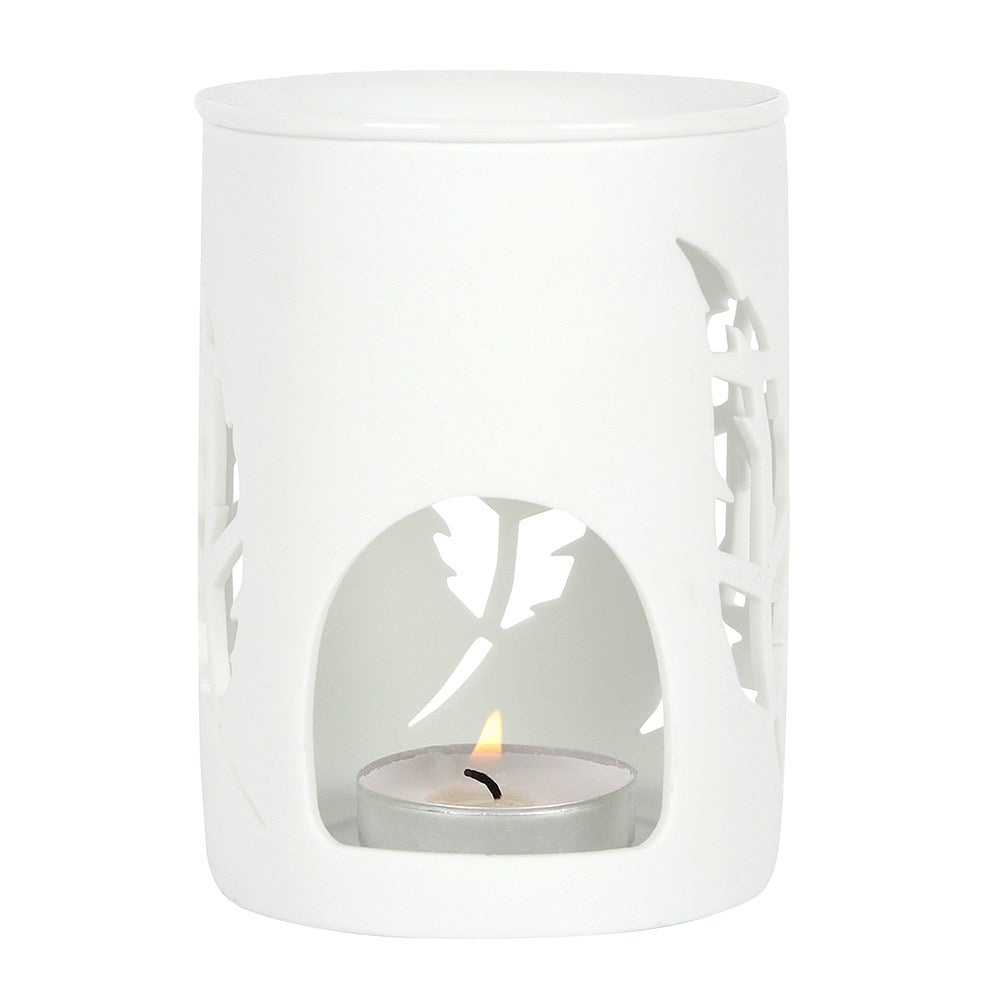 Feather Cut Out White Ceramic Burner